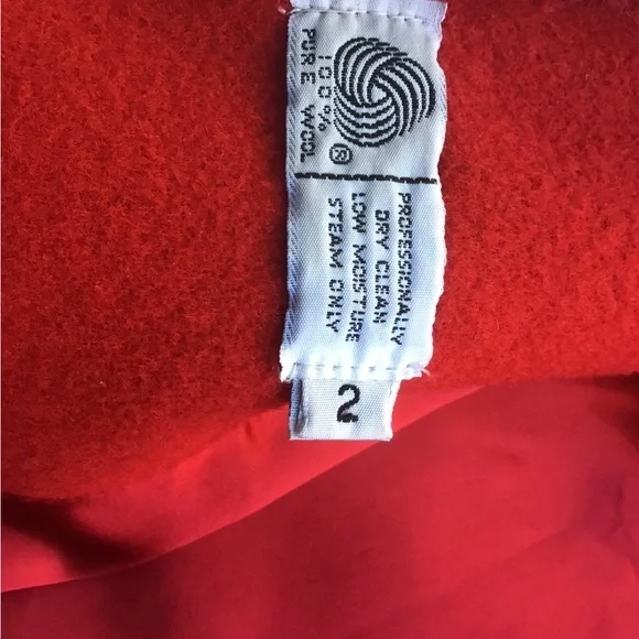 Vintage J.G. Hook Red Double-Breasted 100% Wool Long Coat - Picture 13 of 16